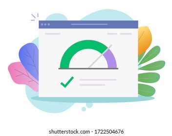 Speed of website internet page loading or seo optimization web site performance test check icon vector flat, concept of load time speedometer software tool for downloading score isolated on white