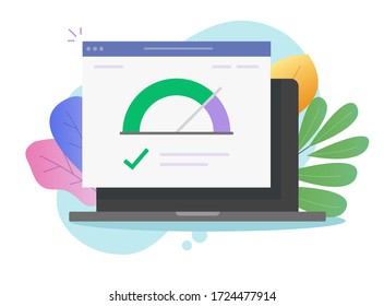 Speed of website internet page loading or computer laptop seo optimization web site performance test check icon vector flat, concept of pc load time speedometer software tool for downloading score