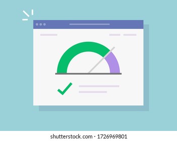 Speed of website vector internet page loading or fast seo optimization web site performance test check icon flat, concept of load time speedometer software tool for downloading score isolated