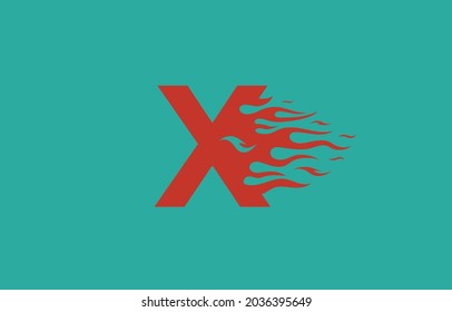 Speed X fire with flames logo letter. Burning letter icon for your project, application or company.