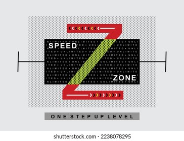 Speed zone illustration typography vector graphic t shirt design with letter z design for using mens boys girls fashion t shirt and all types of fashion garments apparel industry 