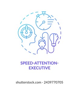 Speed-attention-executive blue gradient concept icon. Hyperactive behaviour. Round shape line illustration. Abstract idea. Graphic design. Easy to use in infographic, presentation, brochure, booklet