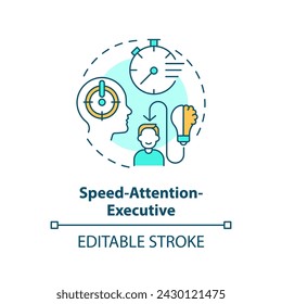 Speed-attention-executive multi color concept icon. Hyperactive behaviour. Round shape line illustration. Abstract idea. Graphic design. Easy to use in infographic, presentation, brochure, booklet