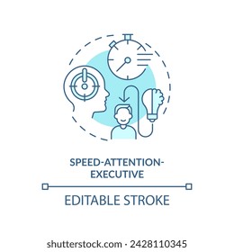 Speed-attention-executive soft blue concept icon. Hyperactive behaviour. Round shape line illustration. Abstract idea. Graphic design. Easy to use in infographic, presentation, brochure, booklet