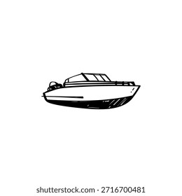 Speedboad Ilustración vectorial dibujada a mano