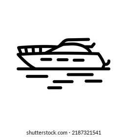 speedboat black line icon. Water activity. Pictogram for web page.