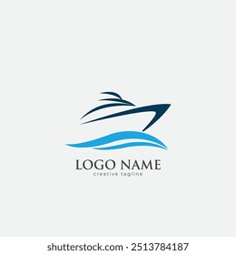 Speedboat, boat, yacht, sea, marine, ship logo fully editable vector template