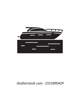 Speedboat color line icon. Isolated vector element. Outline pictogram for web page, mobile app, promo