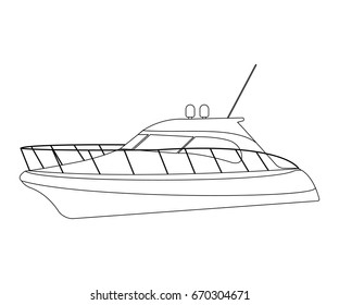 Speedboat flat icon and sign. Outline Vector Illustration.