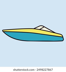 Speedboat flat vector icon. Graph symbol for travel and tourism web site and apps design, logo, app, UI