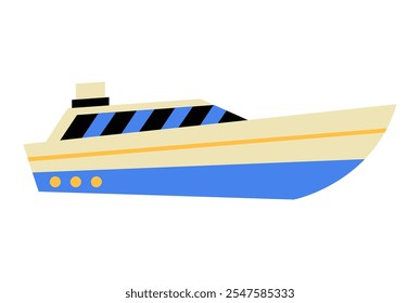 Barco De Velocidade Em Ilustração De Vetor Plano Simbolizando Transporte Marinho, Aventura E Lazer, Isolado Em Fundo Branco