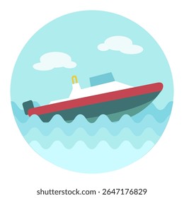 Icono aislado del Vector plano de la lancha rápida. Símbolo del gráfico para el diseño del Sitio web y de los App del viaje y del turismo, logotipo, App, UI
