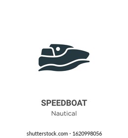 Speedboat glyph icon vector on white background. Flat vector speedboat icon symbol sign from modern nautical collection for mobile concept and web apps design.