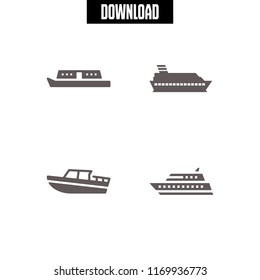 speedboat icon. 4 speedboat vector set. boat icons for web and design about speedboat theme