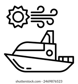 speedboat icon, line icon of summer, beach gear