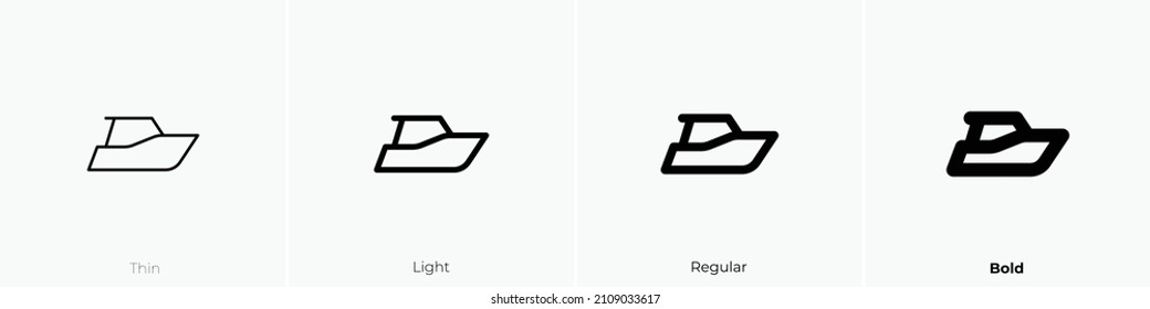 speedboat icon. Thin, Light Regular And Bold style design isolated on white background