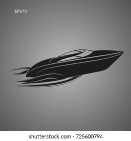 Speedboat isolated icon. Luxury boat vector. Streamline vessel