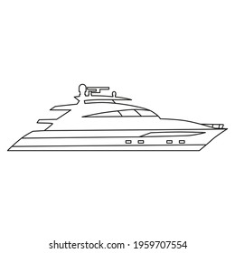 Speedboat line icon logo design marine, ship, vessel, side view. Vector illustration outline simple element symbol