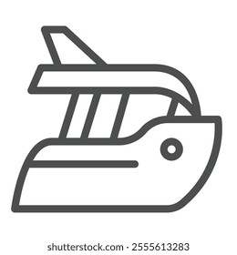 Speedboat line icon, marine port concept. Vector graphics. Motorboat, sea water transport sign on white background, outline style icon for mobile or web design