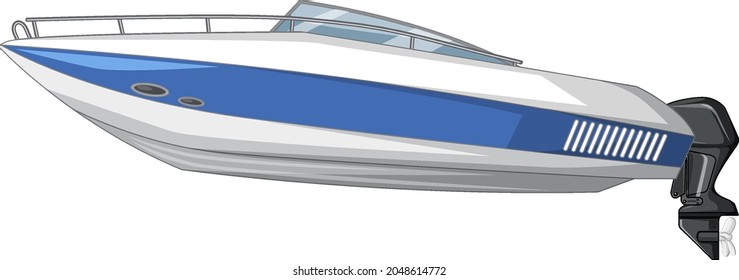 Speedboat or motorboat isolated on white background illustration