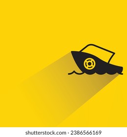 lancha motora con sombra sobre fondo amarillo