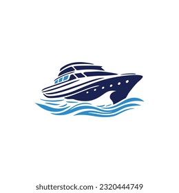 Speedboat ship Logo of sailboat clipart vector, yacht symbol, cruise icon, race Speed boat . isolated on white background.