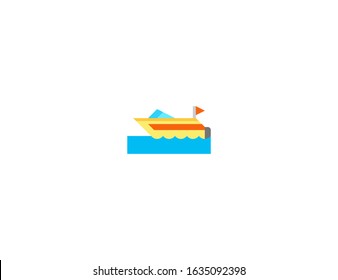 Speedboat vector flat icon. Isolated speed boat emoji illustration 