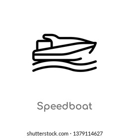 speedboat vector line icon. Simple element illustration. speedboat outline icon from nautical concept. Can be used for web and mobile