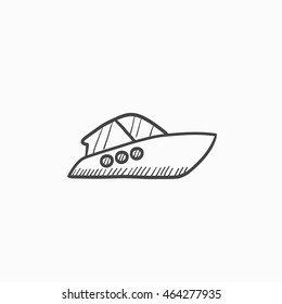 Speedboat vector sketch icon isolated on background. Hand drawn Speedboat icon. Speedboat sketch icon for infographic, website or app.