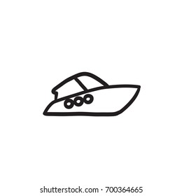 Speedboat vector sketch icon isolated on background. Hand drawn Speedboat icon. Speedboat sketch icon for infographic, website or app.