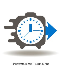 Speeding alarm clock with arrow icon vector. Agility Time Development symbol.