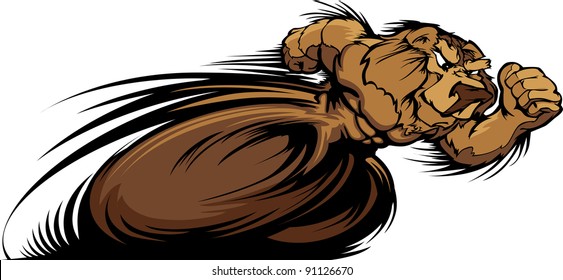 Speeding Bear Running with hands Mascot  Vector Illustration