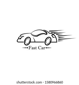 speeding car logo with line hand drawn style