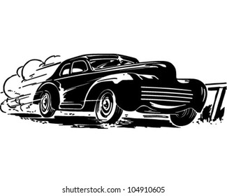 Speeding Car - Retro Clipart Illustration