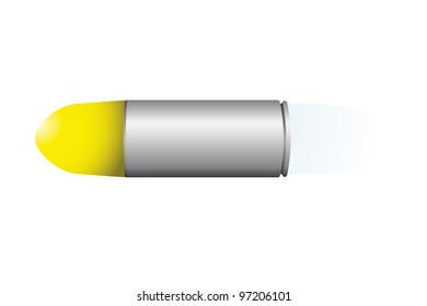 Speeding metal bullet with gold tip and heat tail