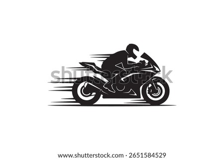 Speeding Motorcycle Rider Motorcycle Rider at High Speed Silhouette Art