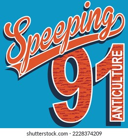 Speeding number 91 with texture and shadows Culture fashion design.