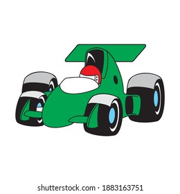 Speeding Racing Car, Rennstreckendesign einzeln auf weißem Hintergrund in EPS10