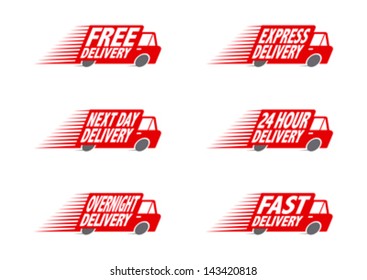 Speeding Red Delivery Truck  2 editable vector graphic