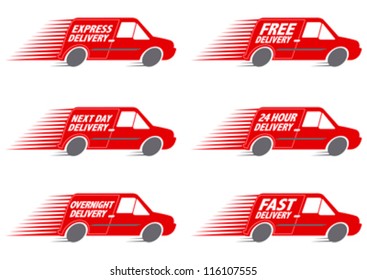 Speeding Red Delivery Truck editable vector graphic