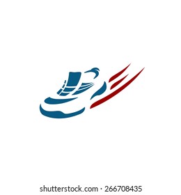 Speeding running shoe sport logo