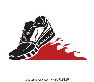 speeding running sport shoe icon
