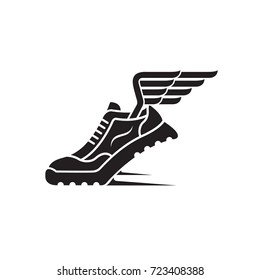 speeding running sport shoe icon with wings