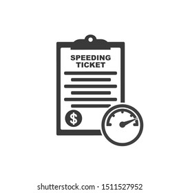 Speeding Ticket Document Icon In Simple Design. Vector Illustration