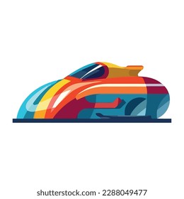 Speeding yacht waves competition symbol on blue backdrop isolated