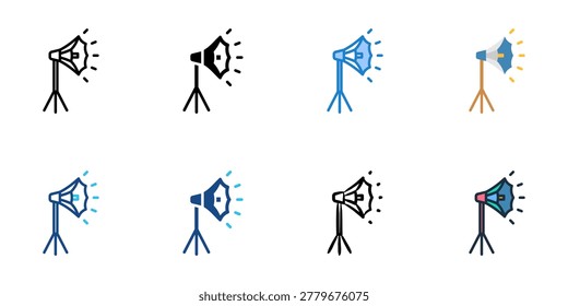 Speedlight icons set multiple style collection. Editable stroke 
