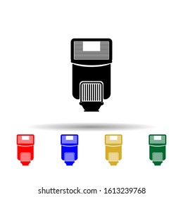Speedlight, lighting multi color style icon. Simple glyph, flat vector of equipment photography icons for ui and ux, website or mobile application