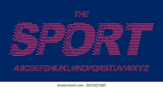 Fonte de corrida de velocidade, alfabeto itálico de faixa de desempenho, letras cinéticas distorcidas, tipo de esporte de movimento para logotipo turbo, título dinâmico do jogo, projeto tipográfico de efeito de ação. Tipo de vetor.