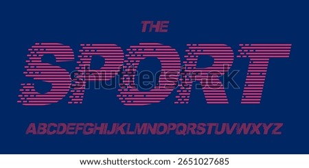 Speedline racing font, performance stripe italic alphabet, distorted kinetic letters, motion sport typeface for turbo logo, dynamic game headline, action effect typographic design. Vector typeset.