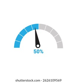 Speedometer 50% icon or speedometer symbol design vector illustration isolated on white background.